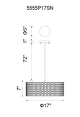 Mikayla Drum Shade Chandelier, 3-Light, Satin Nickel, Nickel Glass, 17"W (5555P17SN 3060DGQ)