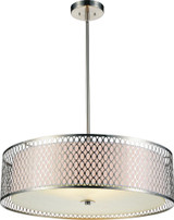 Mikayla Drum Shade Chandelier, 5-Light, Satin Nickel, Nickel Glass, 22"W (5555P22SN 3060DGR)