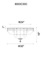 CWI Lighting Stefania Bowl Flush Mount, 16-Light, Chrome, 30"W (8003C30C 3060HEZ) 