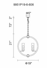 Elton Chandelier, 6-Light, Satin Nickel, Clear Glass, 19"W (9951P19-6-606 3069FJY)