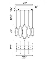 Hoops Chandelier, 5-Light, LED, Black, 23"W (1273P23-5-101-RC 3069NE9)