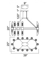 Croissant Chandelier, 28-Light, Satin Gold, 39"W (1269P39-28-602-O 3069NE2)