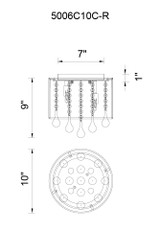 Water Drop Drum Shade Flush Mount, 4-Light, Chrome, 10"W (5006C10C-R (W) 305X9WA)