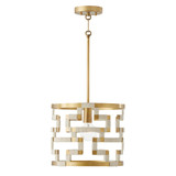 Hala Pendant, 1-Light, Bleached Natural Jute and Patinaed Brass, 13"W