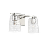 Burke Bath Vanity, 2-Light, Polished Nickel, Clear Honeycomb Glass, 14.5"W