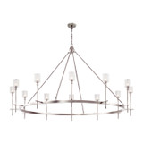 Salita Candelabra Chandelier, 12-Light, Polished Nickel, Ribbed Crystal, 70.25"W