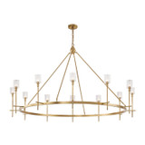 Salita Candelabra Chandelier, 12-Light, Vintage Brass, Ribbed Crystal, 70.25"D CH314312VBRC