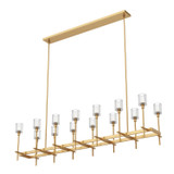 Salita Linear Chandelier, 14-Light, Vintage Brass, Ribbed Crystal, 66.25"L (LP314377VBRC 706TNPY)