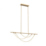 Alora Lighting Aryas Linear Chandelier, 1-Light, LED, Vintage Brass, 48"L 
