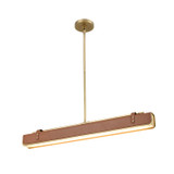 Alora Lighting Valise Linear Chandelier, 1-Light, LED, Vintage Brass, Cognac Leather, 31.5"L PD307931VBCL
