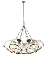 Coast Pendant, 7-Light, Vintage Brass, Clear Glass, 44"D