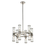 Revolve Candelabra Chandelier, 12-Light, Polished Nickel, Clear Glass, 18.63"D