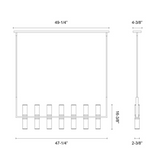 Revolve Linear Chandelier, 14-Light, Natural Brass, Clear Glass, 47.25"L