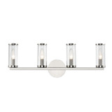 Revolve Bathroom Vanity Light, 4-Light, Polished Nickel, Clear Glass, 25"W WV309044PNCG
