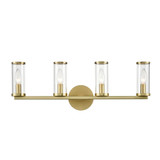 Alora Lighting Revolve Bathroom Vanity Light, 4-Light, Natural Brass, Clear Glass, 25"W 