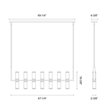 Alora Lighting Revolve Linear Chandelier, 14-Light, Polished Nickel, Clear Glass, 47.25"L 