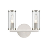 Revolve Bathroom Vanity Light, 2-Light, Polished Nickel, Clear Glass, 10.38"W