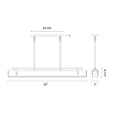 Alora Lighting Valise Linear Chandelier, 1-Light, LED, Vintage Brass, Cognac Leather, 60"L 