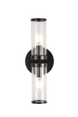 Alora Lighting Revolve Wall Sconce, 2-Light, Urban Bronze, Clear Glass, 12.63"H 