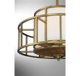 Oslo Fandelier, 4-Light, Warm Brass, White Linen Fabric Shade, 26"W (30-FD-126-322 AHUYR)