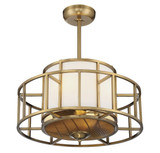 Oslo Fandelier, 4-Light, Warm Brass, White Linen Fabric Shade, 26"W (30-FD-126-322 AHUYR)