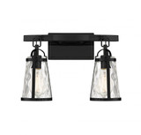 Savoy House Albany Bath Vanity Light, 2-Light, Black, Glass Shade, 16"W (8-560-2-BK AHVXD) 