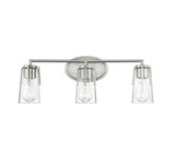 Sacremento Bath Vanity Light, 3-Light, Satin Nickel, Glass Shade, 24"W (8-7045-3-SN AHVWZ)