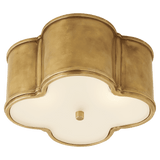 Visual Comfort & Co. Signature Collection Basil Flush Mount, 2-Light, Natural Brass, Frosted Glass, 11.25"W (AH 4014NB-FG 22MJM) 