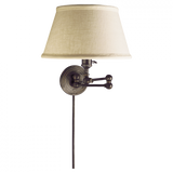 Boston Swing Arm Wall Sconce With Plug, 1-Light, Bronze, Linen Shade, 13"H (SL 2920BZ-L 28VRL)