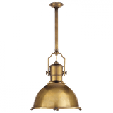 Visual Comfort & Co. Signature Collection Country Industrial Pendant, 1-Light, Antique Burnished Brass, Antique Brass Shade, 19.5"W (CHC 5136AB-AB 25T5H) 