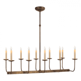 Visual Comfort & Co. Signature Collection Linear Branched Linear Chandelier, 10-Light, Hand-Rubbed Antique Brass, 35"W (SL 5863HAB 2CQLH) 