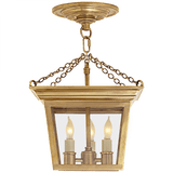 Visual Comfort & Co. Signature Collection Cornice Semi-Flush Lantern, 3-Light, Hand-Rubbed Antique Brass, Clear Glass, 9.5"W (SL 5870HAB 2CQLM) 