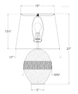 Toulon Table Lamp, 1-Light, Beaded Blue, Linen Shade, 27.25"H (ARN 3655BLB-L 2V5RA) Visual Comfort & Signature Collection