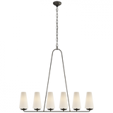 Fontaine Linear Chandelier, 6-Light, Aged Iron, Linen Shade, 45.25"W (ARN 5201AI-L 2V2RG)