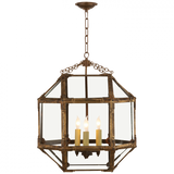 Morris Lantern Pendant, 3-Light, Gilded Iron, Clear Glass, 18.5"W (SK 5009GI-CG 2FV5Y)