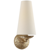 Fontaine Single Wall Sconce, 1-Light, Gilded Plaster, Linen Shade, 14.25"H (ARN 2201GP-L 2V1VW)