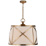 Grosvenor Large Single Hanging Shade, 3-Light, Antique-Burnished Brass, Linen Shade, Over All Height 24" (CHC 1483AB-L 2G10T)