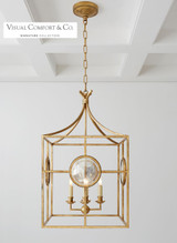 Visual Comfort & Co. Signature Collection Gramercy Medium Hanging Lantern, 4-Light, Gilded Iron, 29"H (CHC 2186GI 2MYG7) 