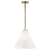 Katie Pendant, 1-Light, Conical, Hand-Rubbed Antique Brass, White Glass, 15.75"W (TOB 5226HAB/G6-WG 2N3EU)