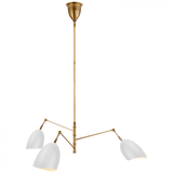 Sommerard Medium Triple-Arm Chandelier, 3-Light, Hand-Rubbed Antique Brass, Matte White Shade, 50"W (ARN 5008HAB-WHT CHTKC)