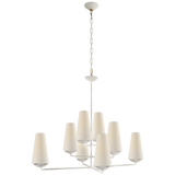 Fontaine Large Offset Chandelier, 8-Light, Plaster White, Linen Shade, 39"W (ARN 5205PL-L CHUFN)