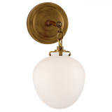 Katie Bathroom Wall Sconce, 1-Light, Acorn, Hand-Rubbed Antique Brass, White Glass, 13.5"H (TOB 2225HAB/G2-WG 2N1EC)