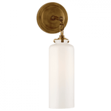 Visual Comfort & Co. Signature Collection Katie Bathroom Wall Sconce, 1-Light, Cylinder, Hand-Rubbed Antique Brass, White Glass, 16.25"H (TOB 2225HAB/G3-WG 2N1EF) 