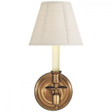 French Wall Sconce, 1-Light, Hand-Rubbed Antique Brass, Linen Shade, 12"H (S 2110HAB-L 2G01N)