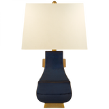 Kang Jug Table Lamp, 1-Light, Mixed Blue Brown, Burnt Gold, Natural Percale Square Shade, 28.75"H (CHA 8694MBB/BG-PL CLW42)