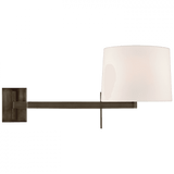 Visual Comfort & Co. Signature Collection Sweep Left Wall Sconce, 1-Light, Articulating, Bronze, Linen Shade, 13"H (BBL 2162BZ-L CM03N) 