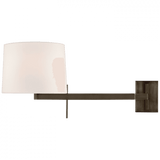 Visual Comfort & Co. Signature Collection Sweep Right Wall Sconce, 1-Light, Articulating, Bronze, Linen Shade, 13"H (BBL 2164BZ-L CM0ZW) 
