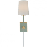Visual Comfort & Co. Signature Collection Lucia Medium Tail Wall Sconce, 1-Light, Celadon and Crystal, Linen Shade, 20.75"H (JN 2051CEL/CG-L CPTWE) 