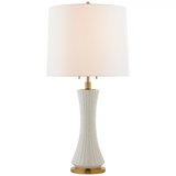 Elena Table Lamp, 2-Light, White Crackle, Linen Shade, 33.5"H (TOB 3655WTC-L CLX55)