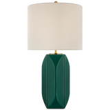 Carmilla Table Lamp, 1-Light, Emerald Crackle, Cream Linen Shade, 28"H (KS 3630EGC-L CPTX6)